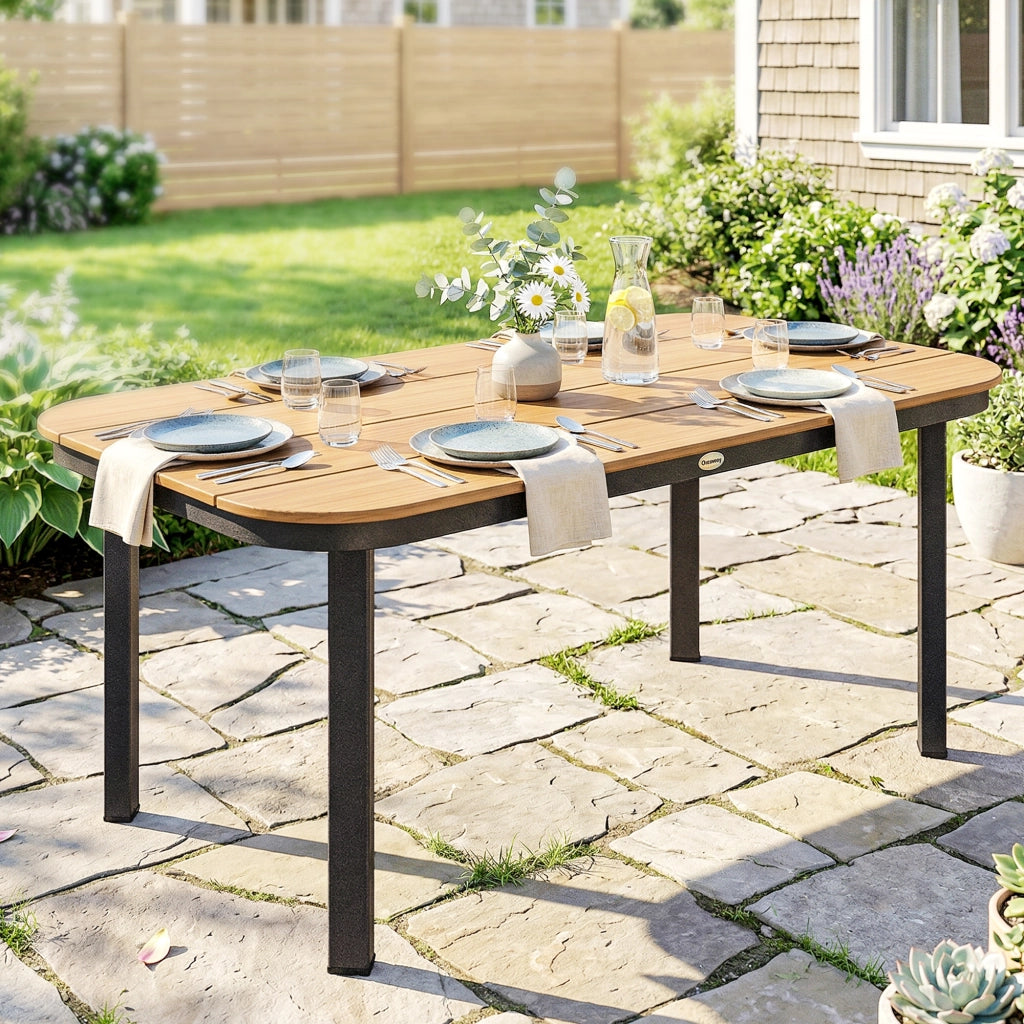 Tavolo da Giardino Rettangolare per 4-6 Persone ¨C Minimal ¨C Legno WPC Naturale 155x88x72cm