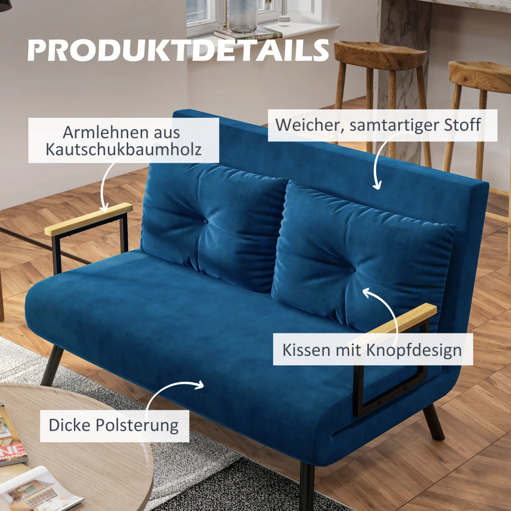 Divano letto 2 posti ¨C Minimal ¨C velluto blu naturale