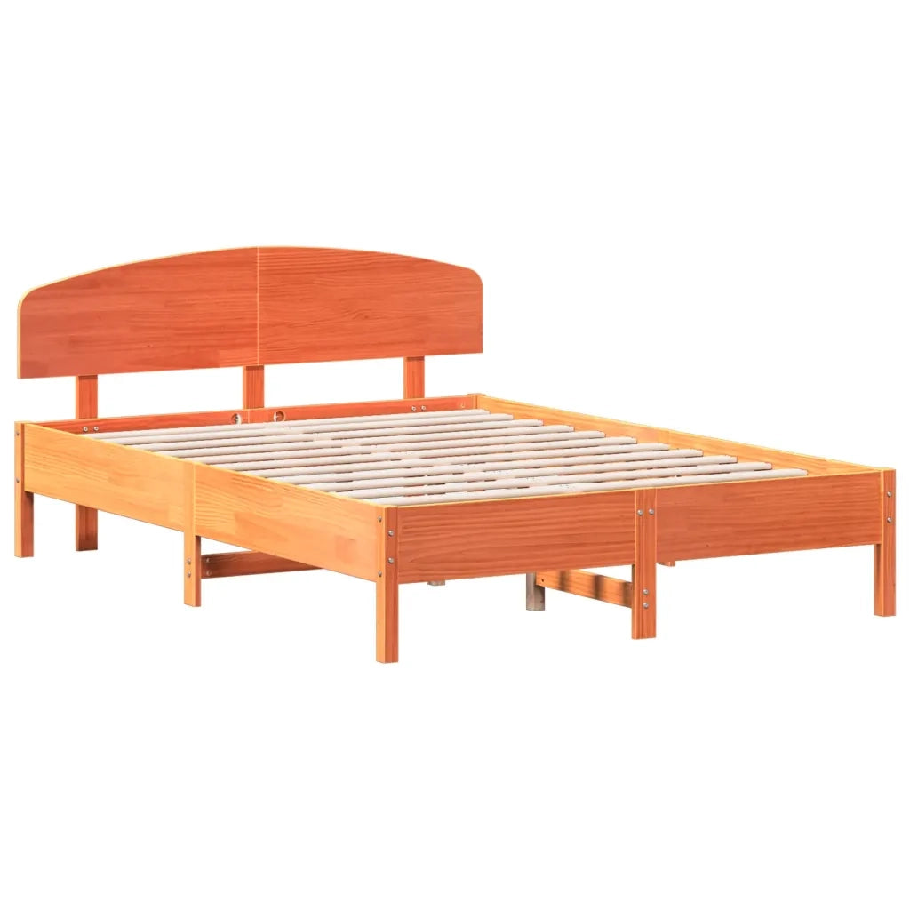 Giroletto senza Materasso-Struttura Letto Marrone Cera 150x200 cm Legno di Pino 385163