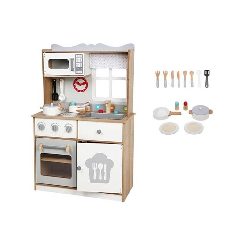 Cucina Chef in Legno con Accessori - Giocattolo Educativo per Bambini (60x30x93cm)