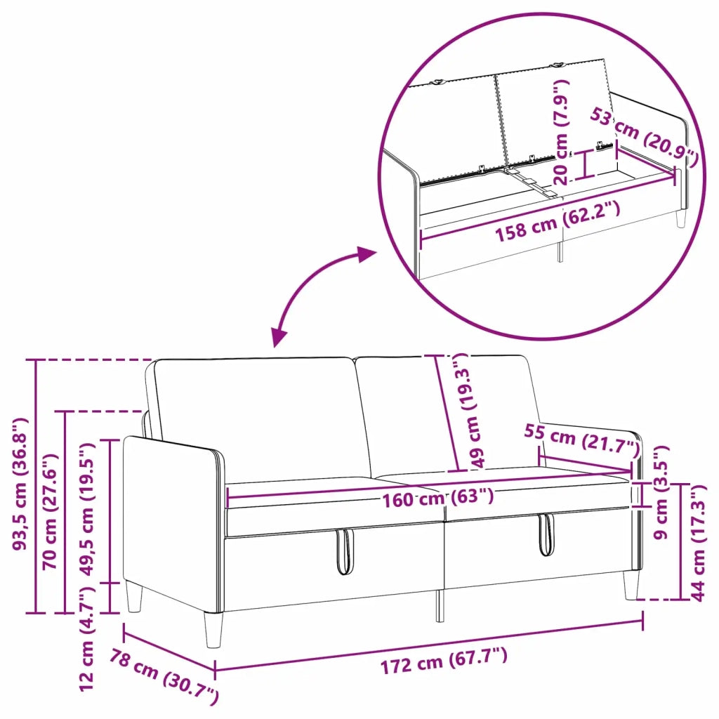 Divano con Storage Blu jeans 172 x 78 x 87 cm Poliestere 42036960