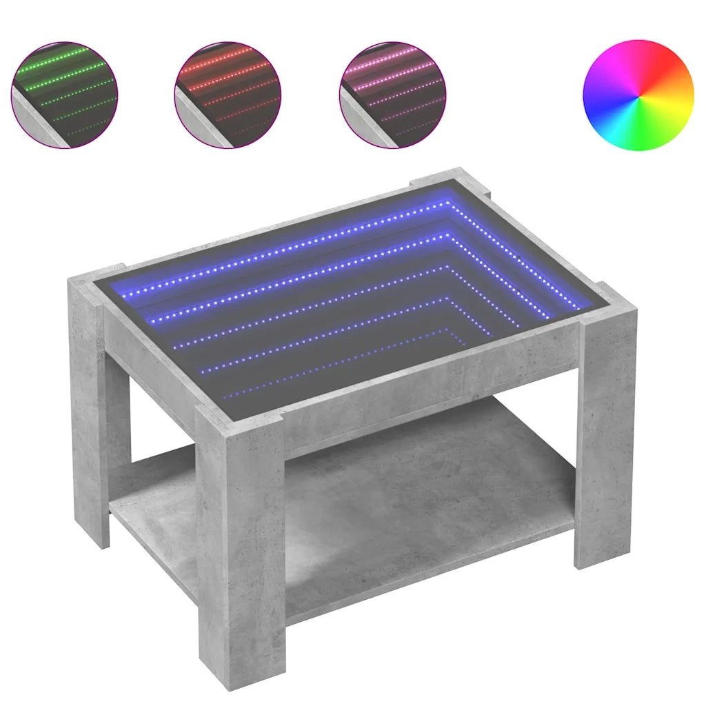 Tavolino Salotto con LED Grigio Cemento 73x53x45 cm Multistrato 847549