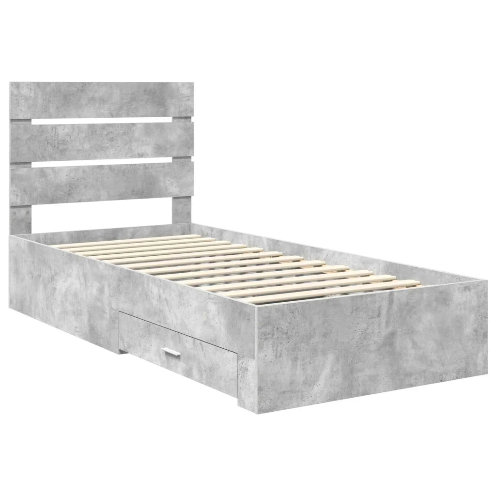 Struttura del letto con cassetto Grigio cemento 90 x 190 cm 3412023