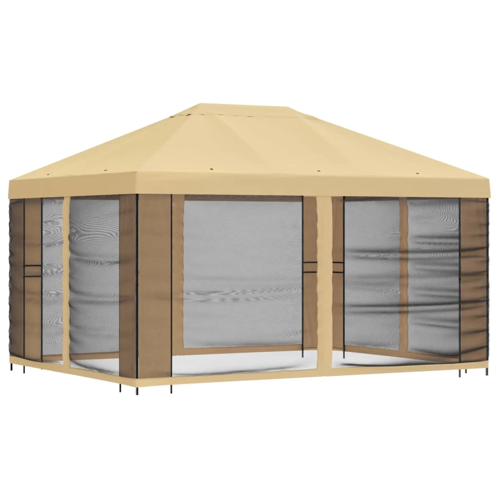 Gazebo da giardino con pareti laterali 4 × 3 m Crema 900386