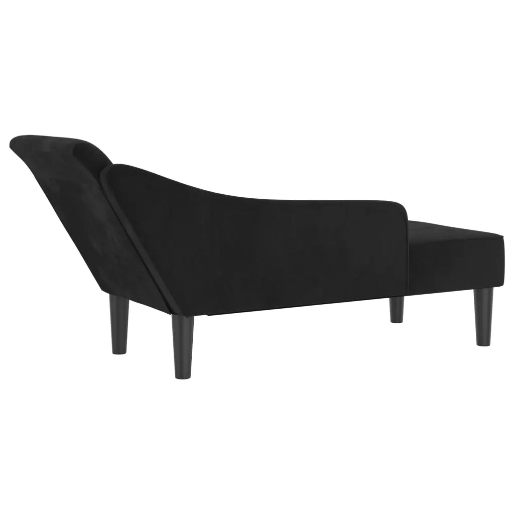 Chaise Lounge con Cuscini Nero in Velluto 4007593