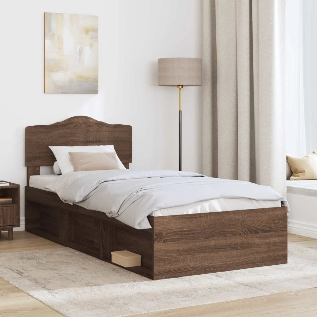 Struttura del letto Rovere Marrone 90 x 190 cm Pino massello 3412958