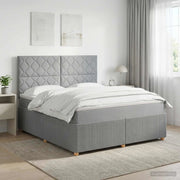 Letto Box Spring LED con Materasso Grigio Chiaro 140 x 200 cm 3455881