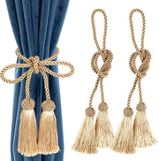 2 pezzi di corda per tende boho decorativa, cotone hand-weaving, senza fori, maniglie per tende con pennelli, corda per tende e pennelli, cordoncini per tende, stile naturale