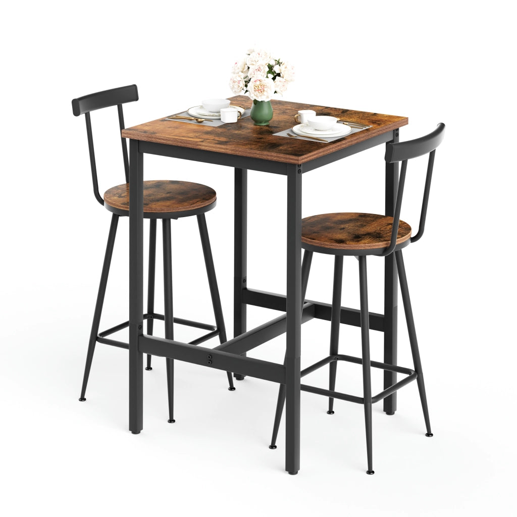 Set Tavolo Alto e Sgabelli Industrial ¨C Xylo ¨C Piano Legno, Struttura Metallo, 60x60x90 cm