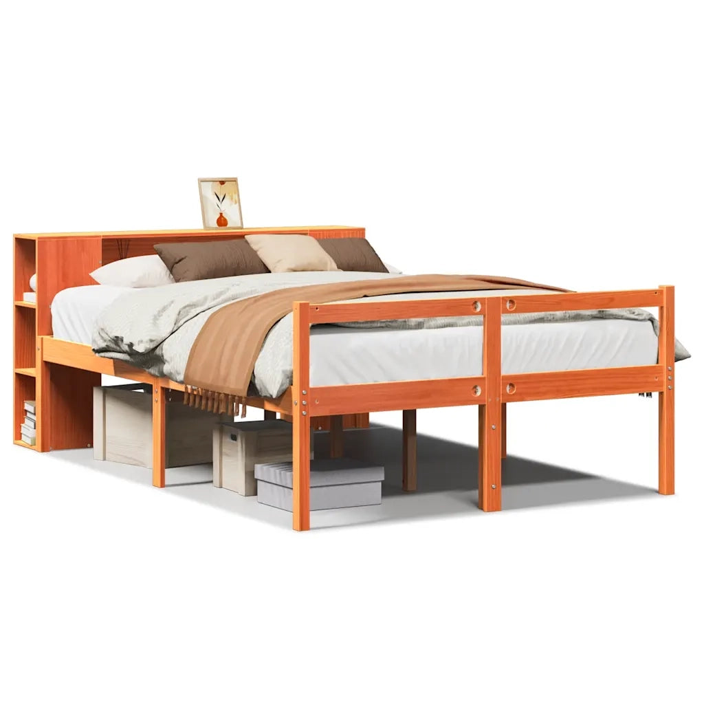 Letto Libreria senza Materasso Marrone Cera 150x200 cm Legno 3321984