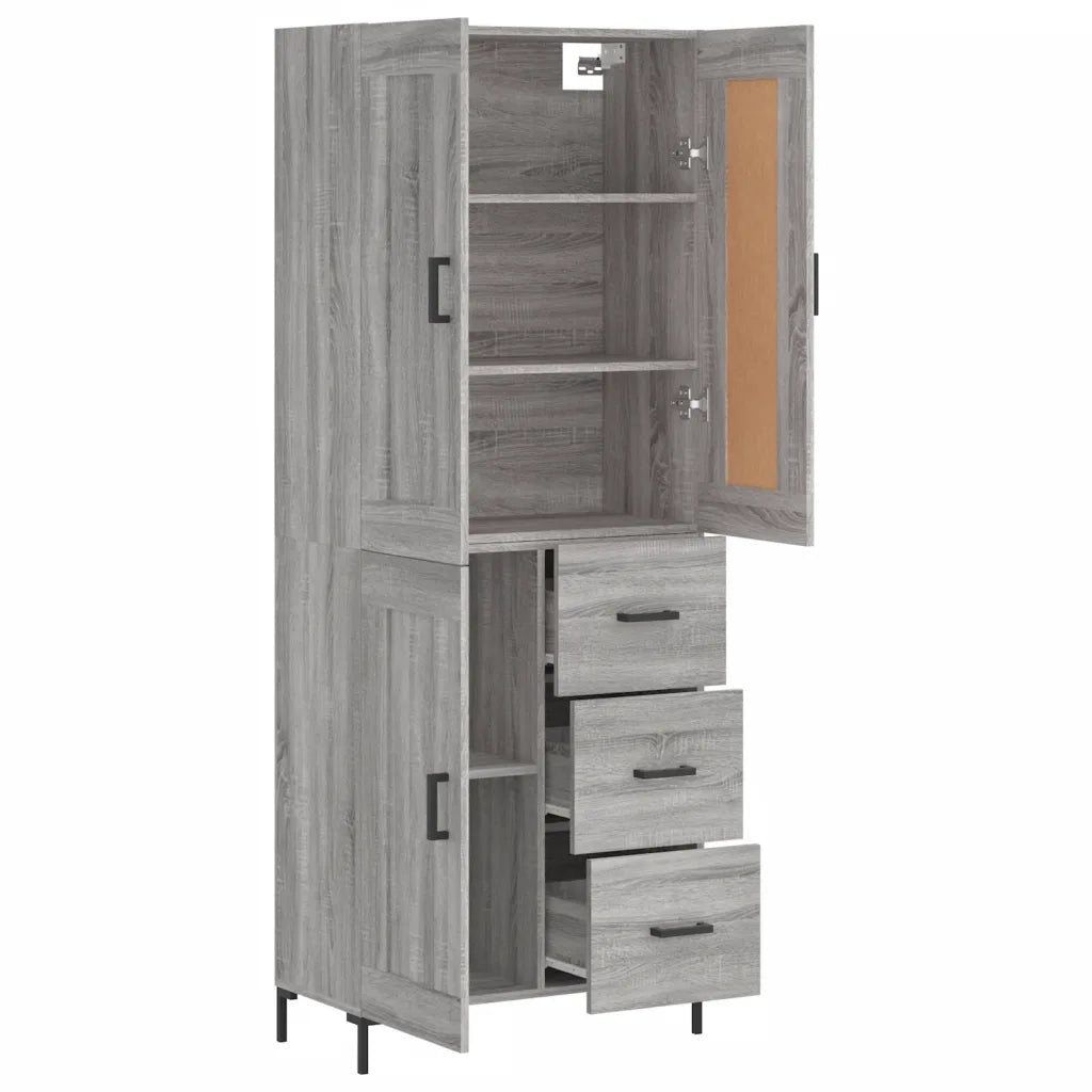 Credenza Grigio Sonoma 69,5x34x180 cm in Legno Multistrato 3200007
