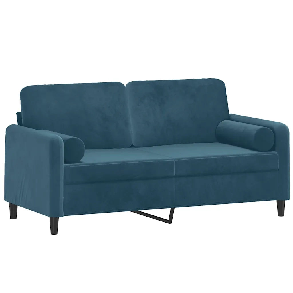 Divano a 2 Posti con Cuscini-Sofa 2 Posti con Cuscini Blu 140 cm in Velluto 110943