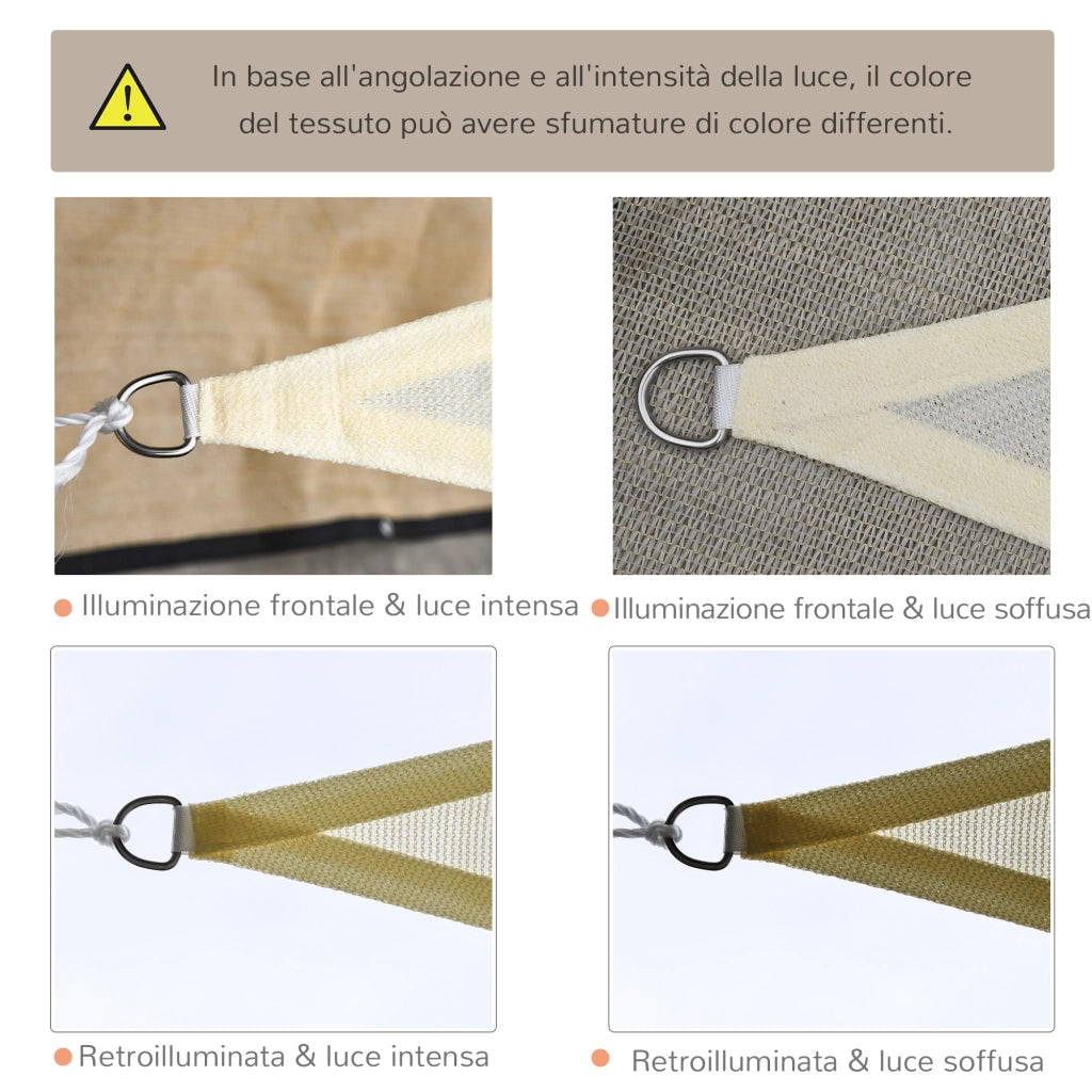 Tenda parasole triangolare ¨C Xylo ¨C 4x4x4 m tessuto anti-UV impermeabile beige per esterno giardino