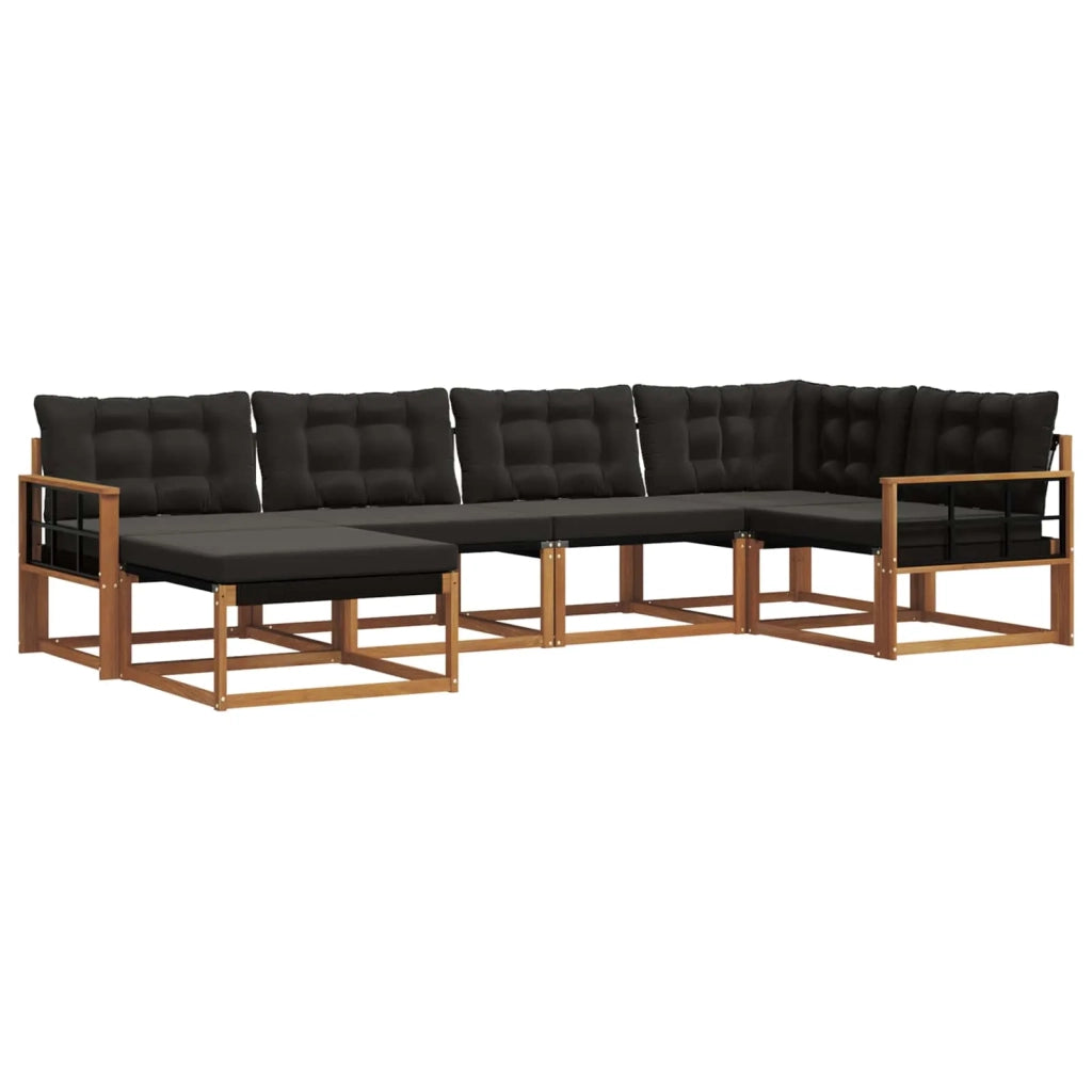 Set di divani da esterno con cuscino 6 pcs Naturale e Nero 3369631