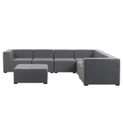 Set divano ad angolo per interni ed esterni con rivestimento in tessuto grigio a 7 posti con divano da giardino ottomana sinistro