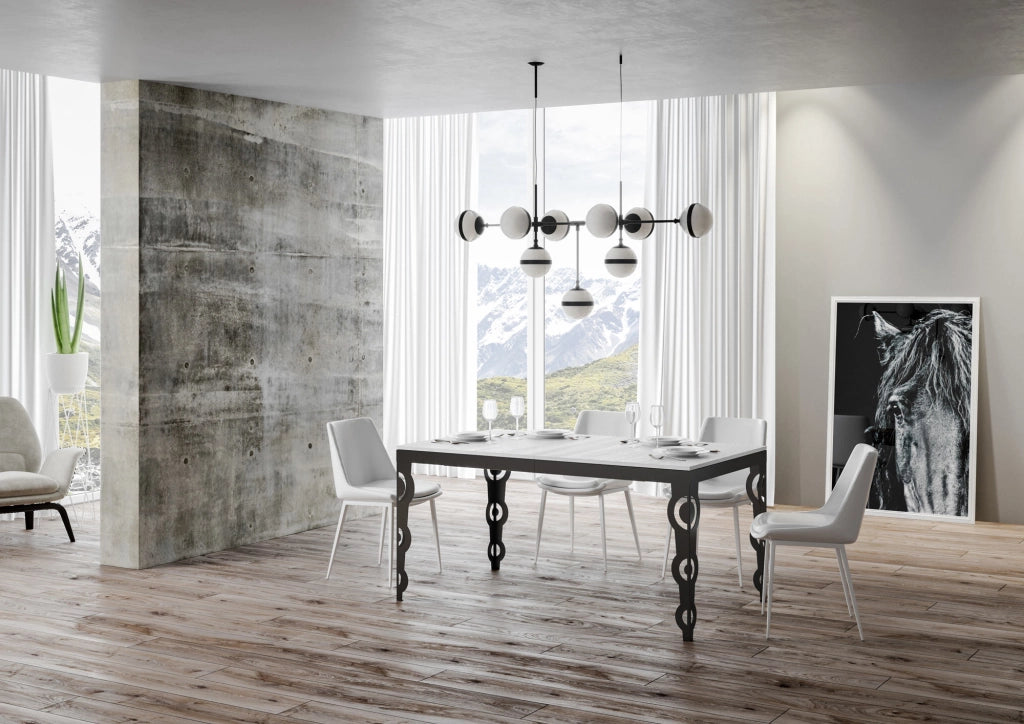 Tavolo allungabile 90x180/284 cm Karayan Evolution Bianco Frassino telaio Antracite