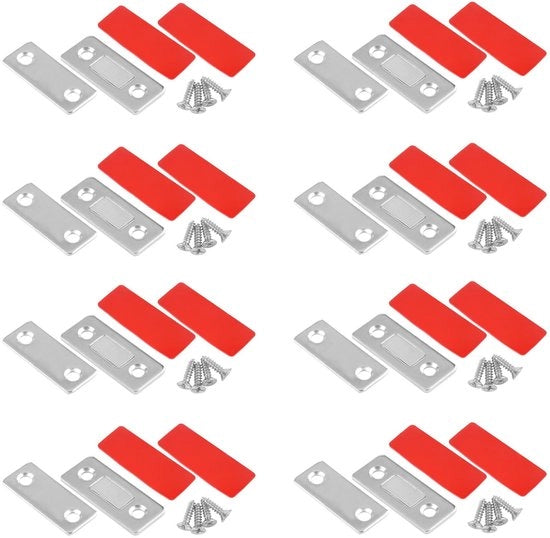 Magneetto per porte autoadesivo - Magneetto di chiusura - Magneetto per mobili - Porta chiusa - Magneetto di forte attrito - In acciaio inossidabile - Magneetto per armadi