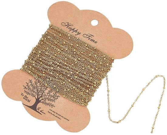 Catena satellitare in acciaio inossidabile - Accessorio creativo per gioielli - Collier d'oro - Adatto per bracciali e catene - 16 piedi - Modello per fare collane