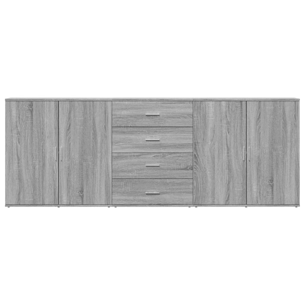 Buffet credenza cassettiera armadio mobile contenitore organizer per cucina soggiorno salotti 3 pezzi legno ingegnerizzato Sonoma grigio 02_0037179