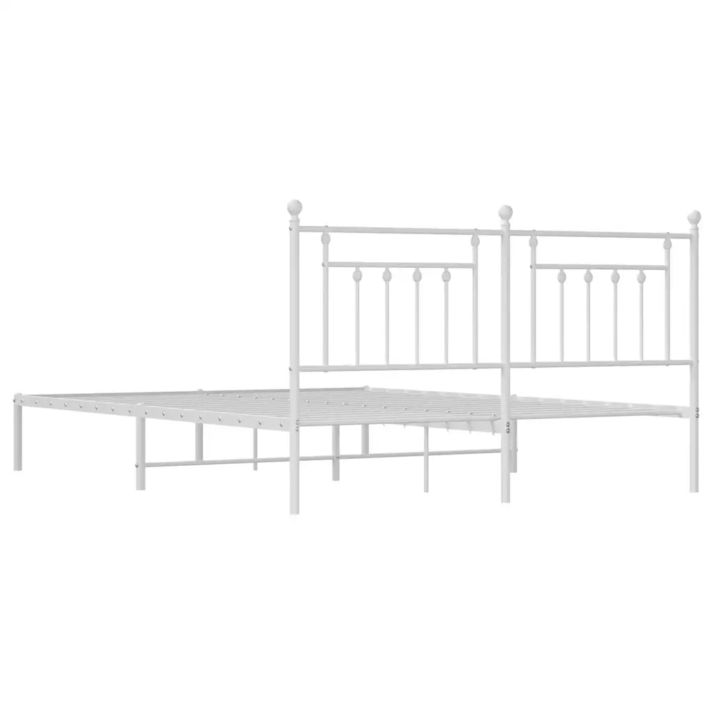 Letto matrimoniale | Letto per adulti | Giroletto con Testiera Metallo Bianco 183x213 cm