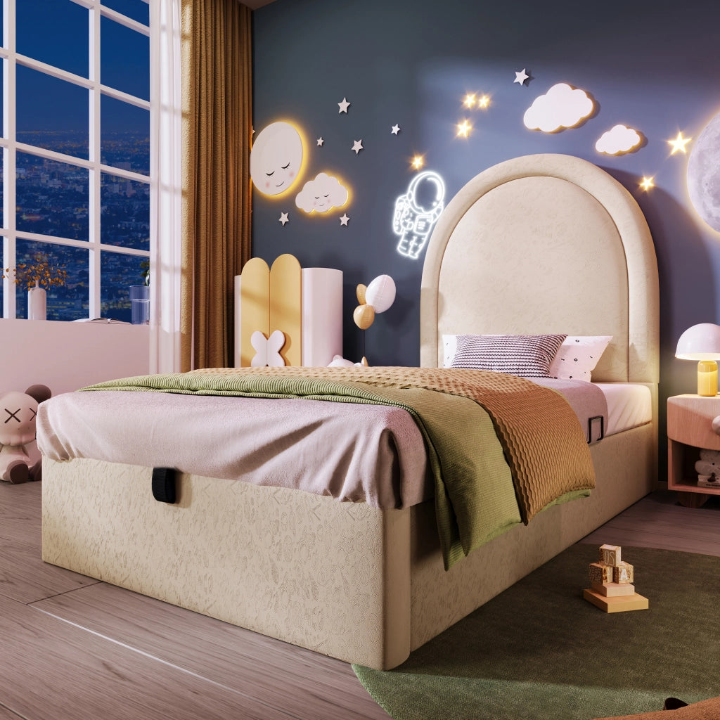 letto singolo pu beige 90 x 200 cm