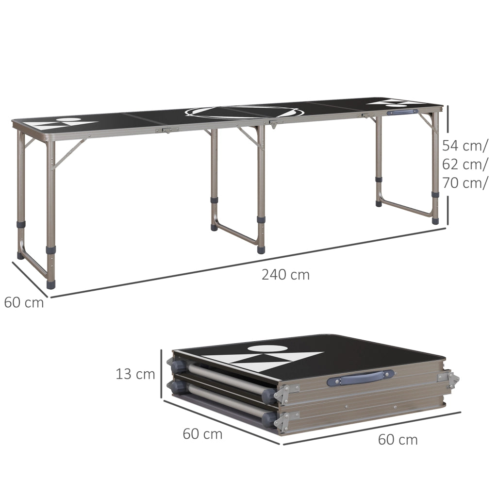 Tavolo da campeggio pieghevole ¨C Xylo ¨C alluminio nero regolabile 240x60x54/62/70 cm