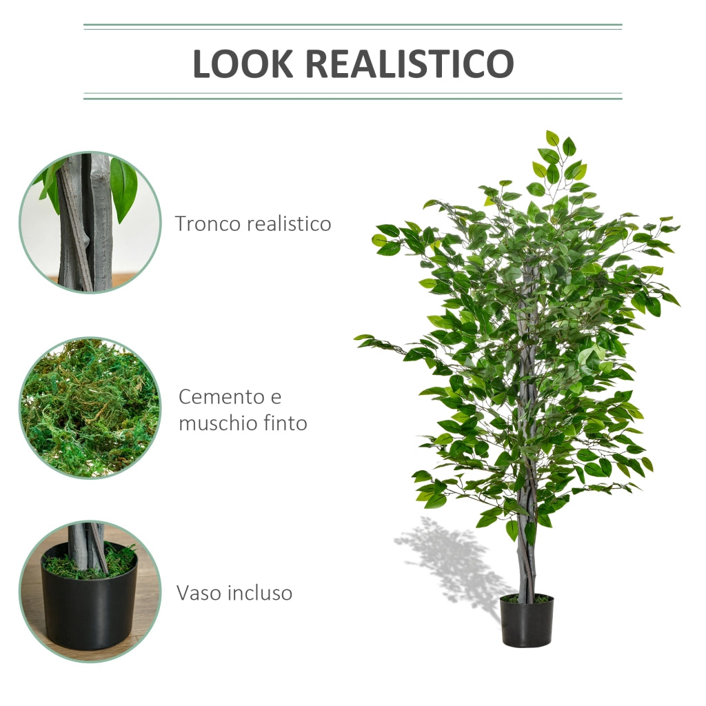 Pianta Artificiale Ficus ¨C zephmum ¨C Verde, Vaso, 135 cm