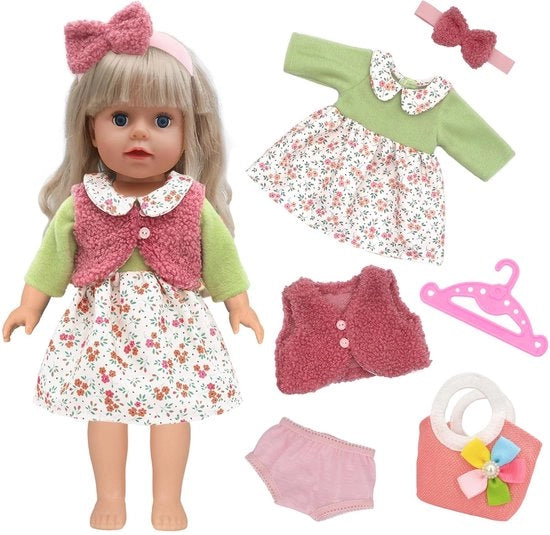 Abbigliamento per bambole adatto per bambine di 36-43 cm - Gonne/abiti/cappelli - Pigiami/ pantaloni - Materiale premium - Design unico - Outfit per bambole