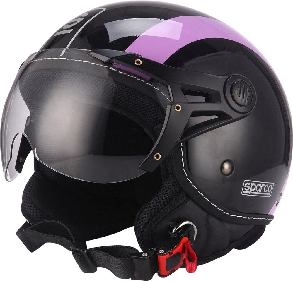Casco moto SP501 taglia L con visiera antigraffio viola e nero