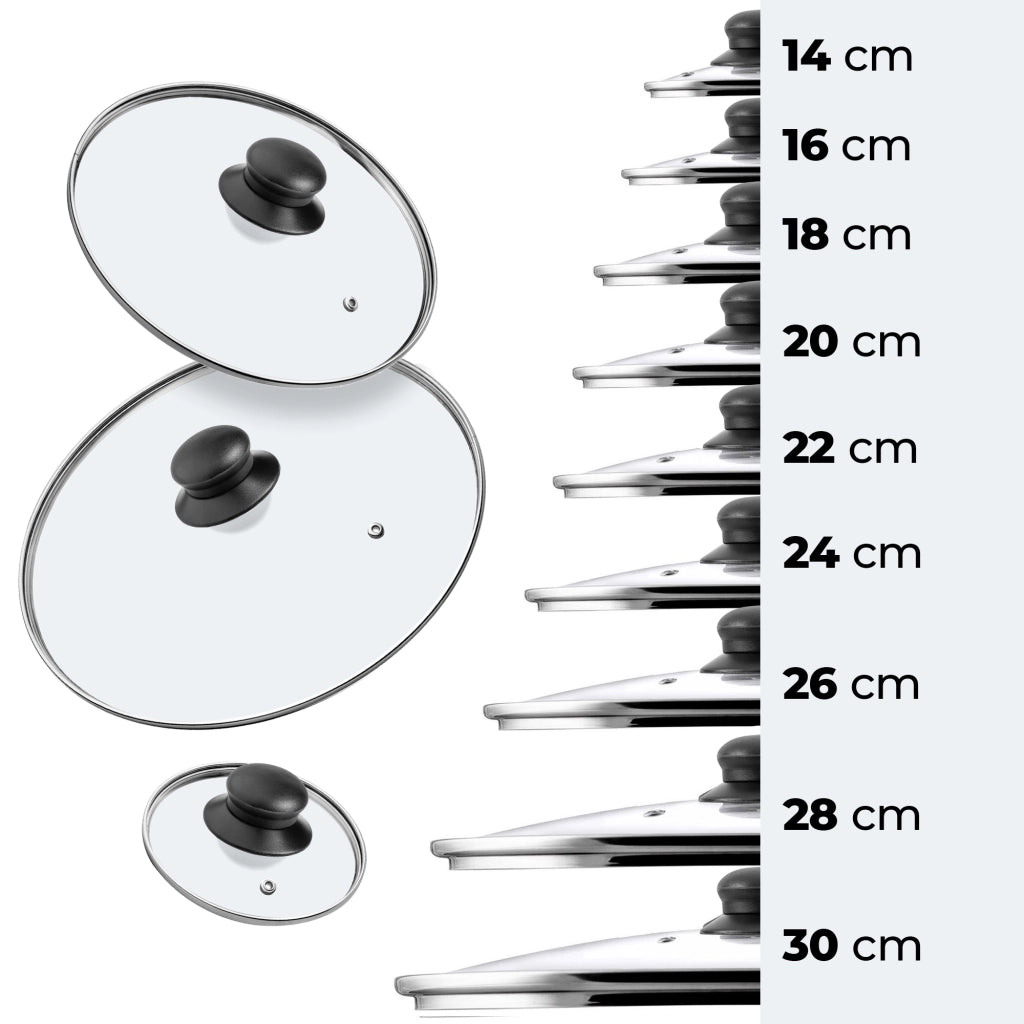 Set di 2 coperchi in vetro KADAX da 28 cm, resistenti al calore, per pentole e padelle.