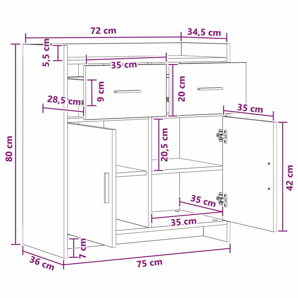 Credenza Legno antico 75 x 36 x 80 cm Legno ingegnerizzato 8011121