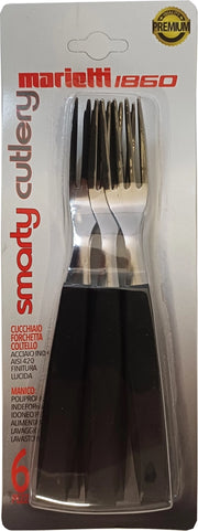 Set 6 Pezzi Forchette da Tavola Smarty Nero Marietti