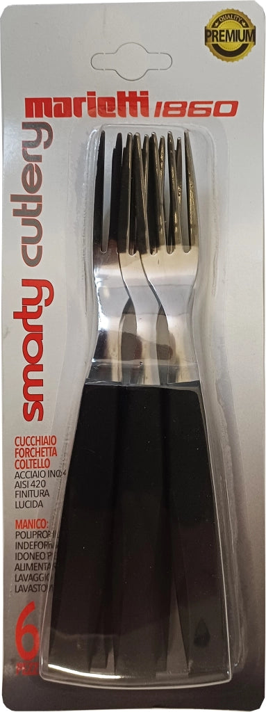 Set 6 Pezzi Forchette da Tavola Smarty Nero Marietti