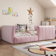 letto a piattaforma imbottito mdf rosa 90 x 200 cm