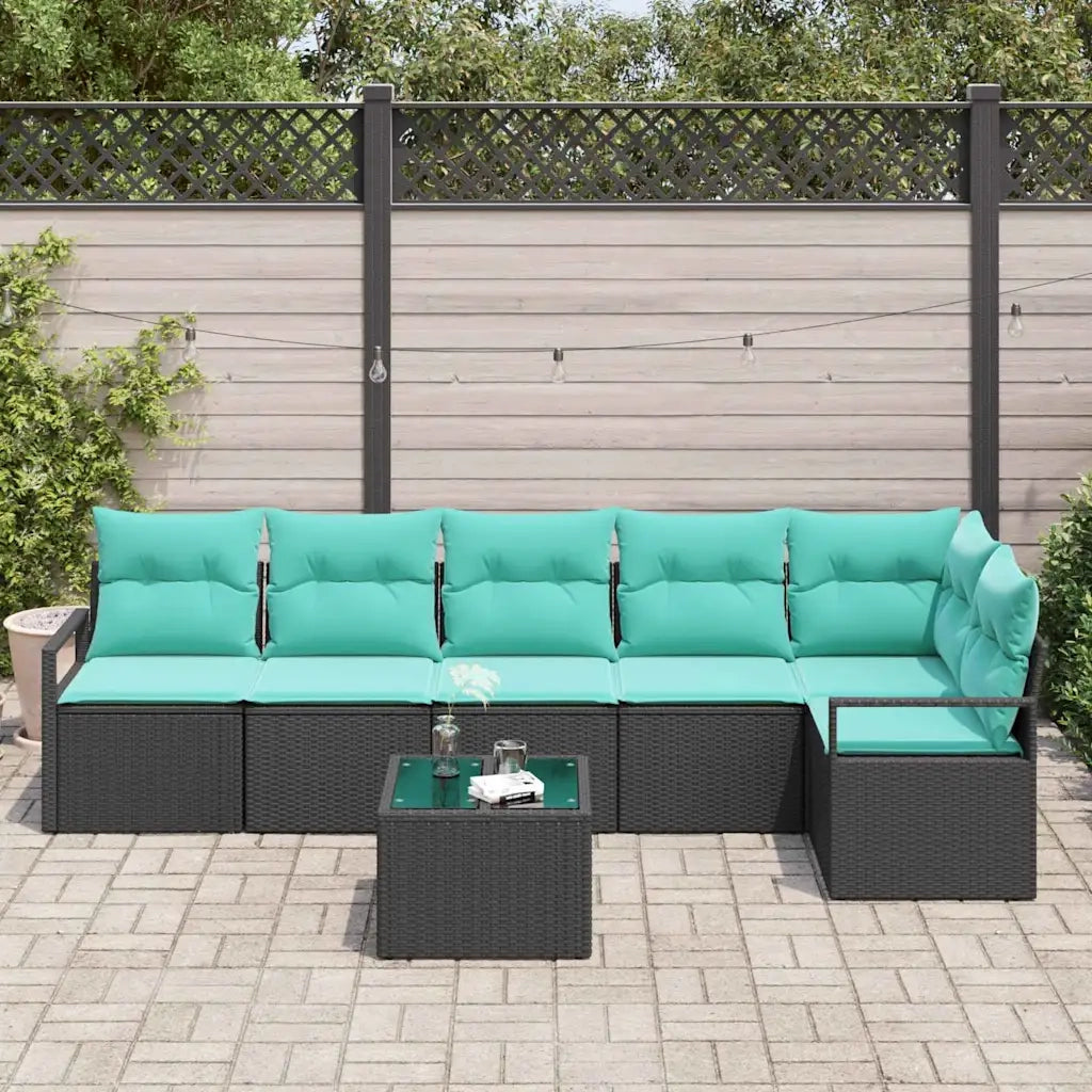 Set di divani 7 pcs Nero polyrattan 3346416