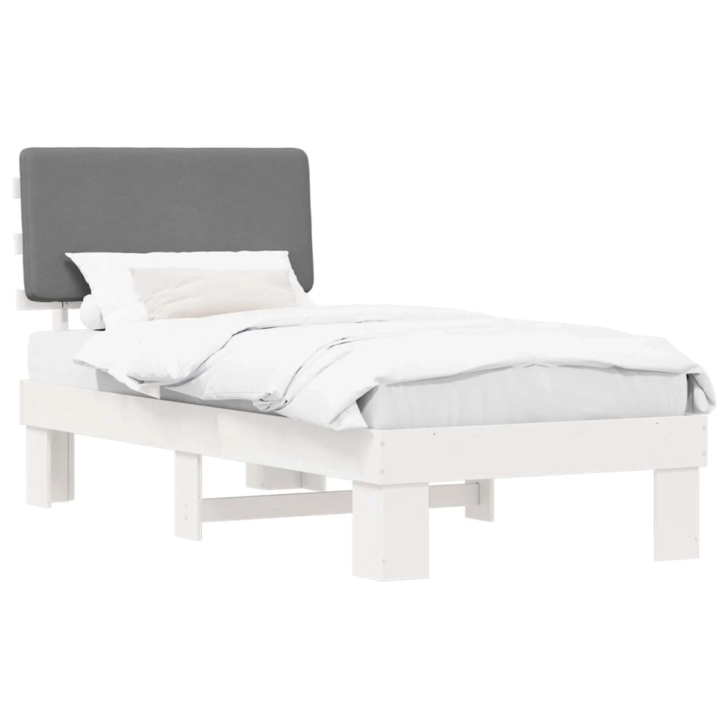 Letto singolo | Letto per adulti | Letto con Testiera Rivestita Grigio chiaro 100 x 200 cm