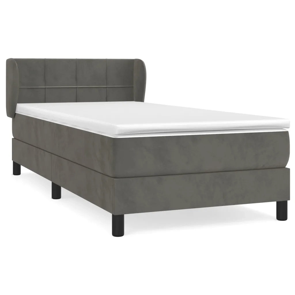 Giroletto a Molle con Materasso Grigio Scuro 80x200 cm Velluto 3127458