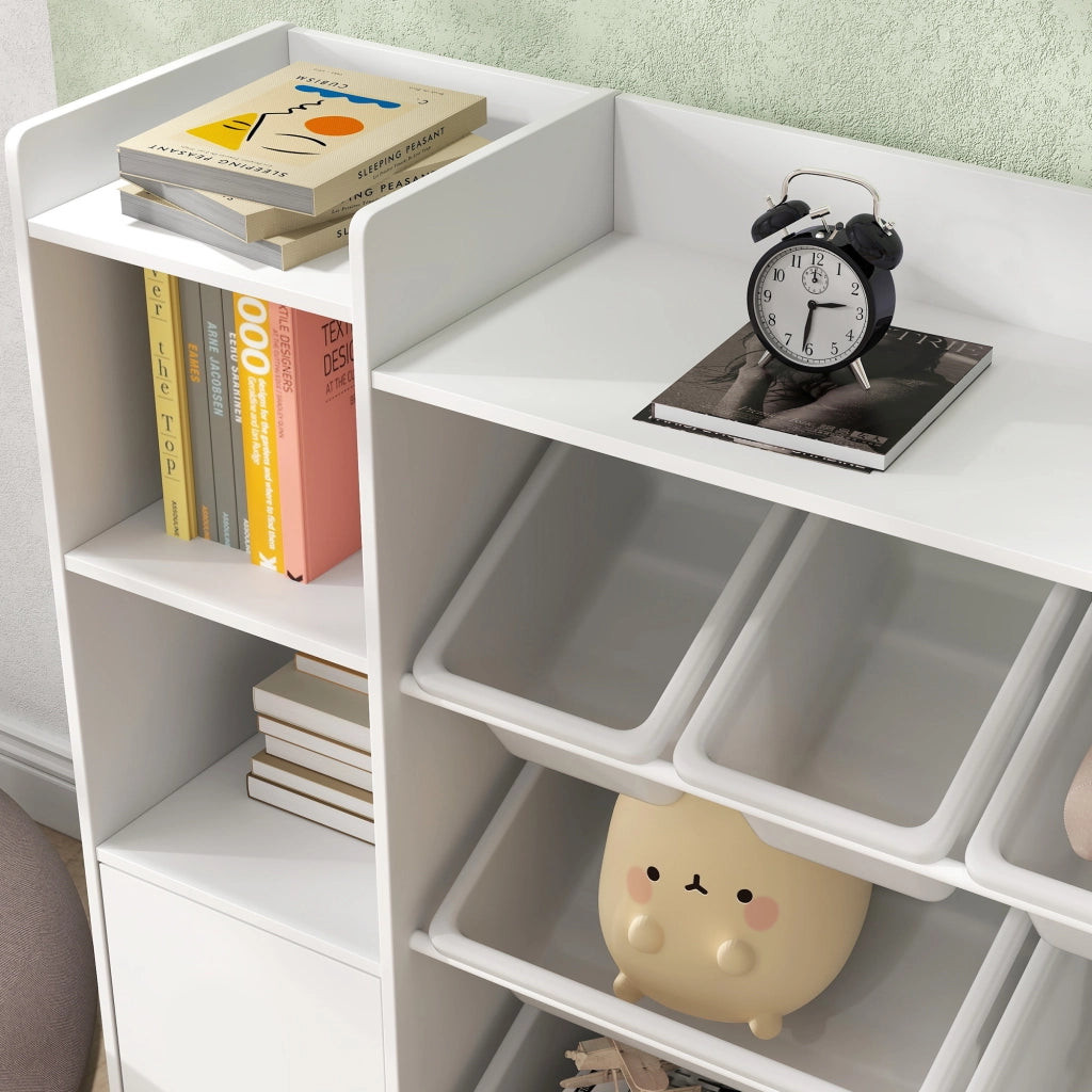 Scaffale portagiochi bambini con 8 cassetti estraibili ¨C Xylo ¨C Legno bianco organizer libreria