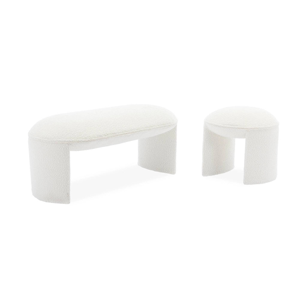 Pouf in bouclé, bianco