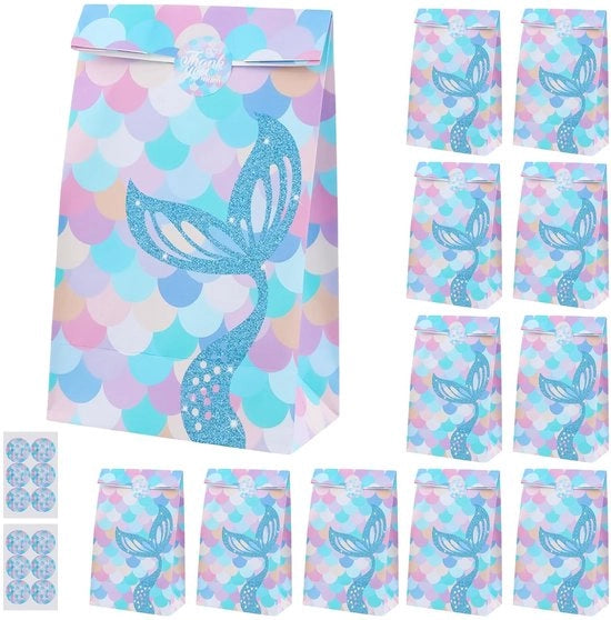Confezioni di regalo in carta 12 pezzi - Sacchetti di regalo - Sacchetti di festa - Fondi rinforzati - Modello zeppa marina - 13 x 24 x 8 cm - Confezioni di regalo per doni