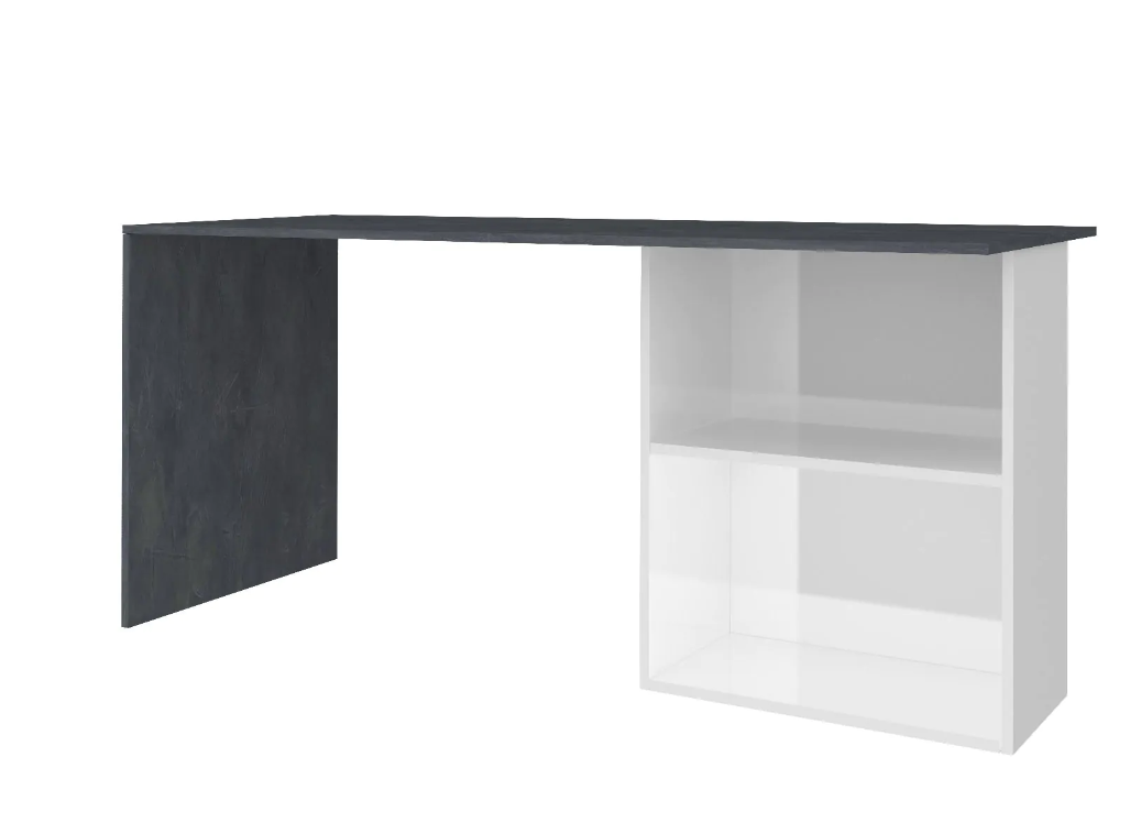 Scrivania bianco lucido e ardesia, con vani contenitore, made in Italy, ZTC66841810