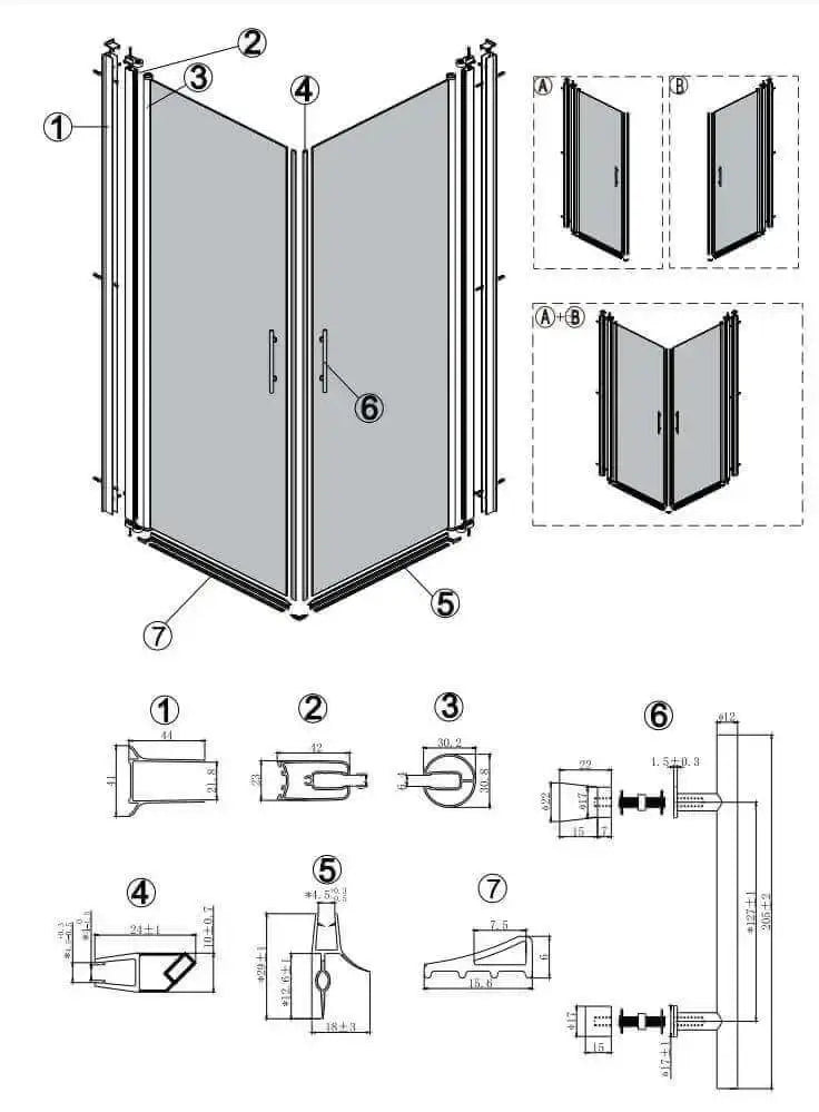 Box Doccia H190 Doppia Battente Totale Interno Esterno - 50x85