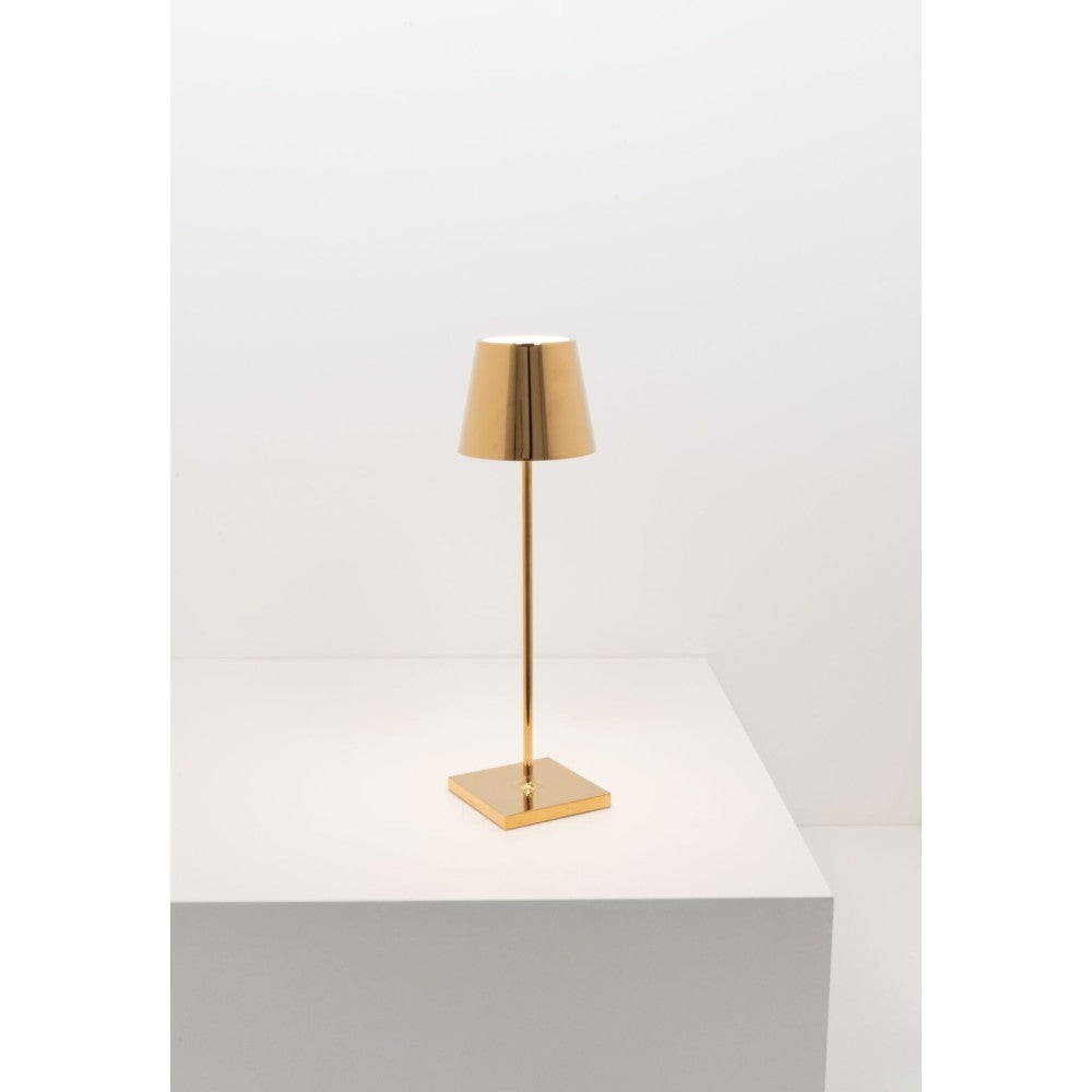 Zafferano Lampada a led da tavolo Poldina Pro Oro Lucido ricaricabile e dimmerabile con batteria fino a 12 ore