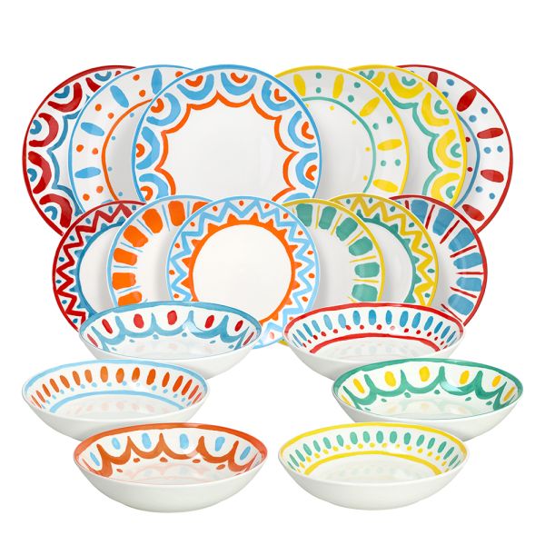 Servizio piatti 18 pezzi Vietri Porcellana Multicolor