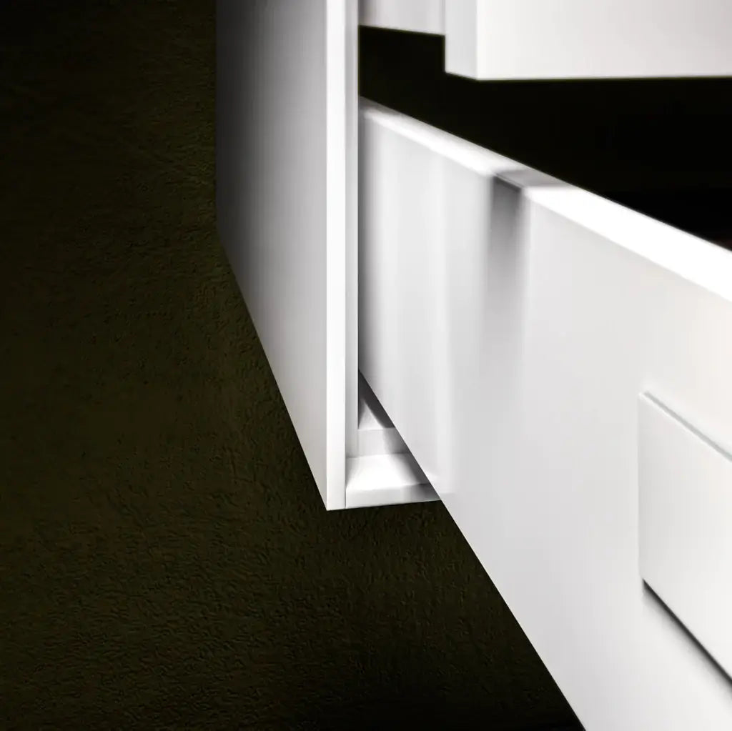 Mobile Bagno 120cm Sospeso Due Cassetti e Specchio Con Lampada - Pino Artico