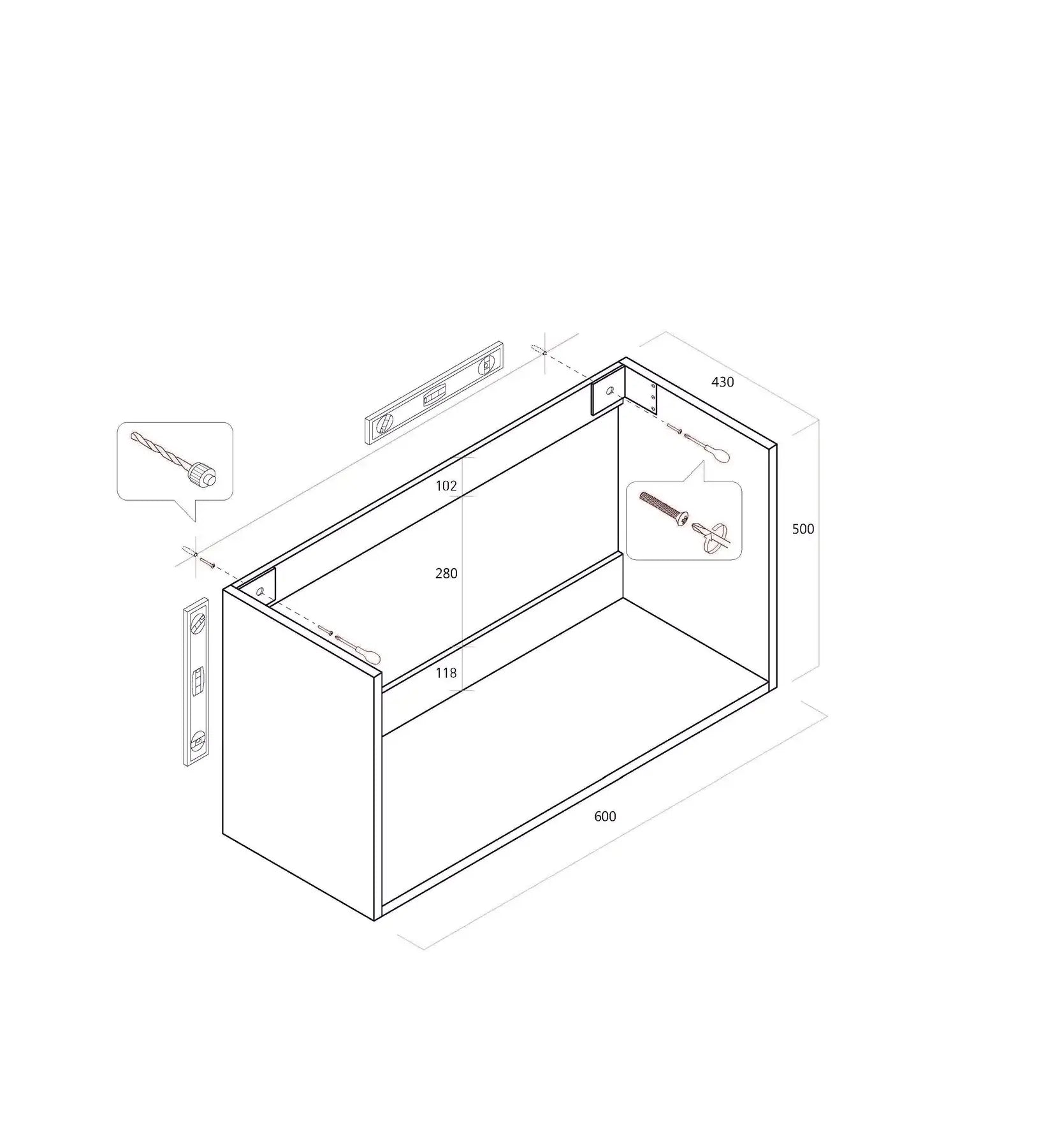 Mobile Bagno 120cm Sospeso Con Quattro Cassetti Lavabo Doppia Vasca Specchio E Doppia Lampada - Rovere Miele