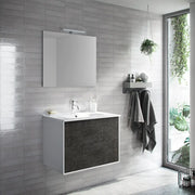 Mobile Bagno 60cm Sospeso Due Cassetti e Specchio - Ossido