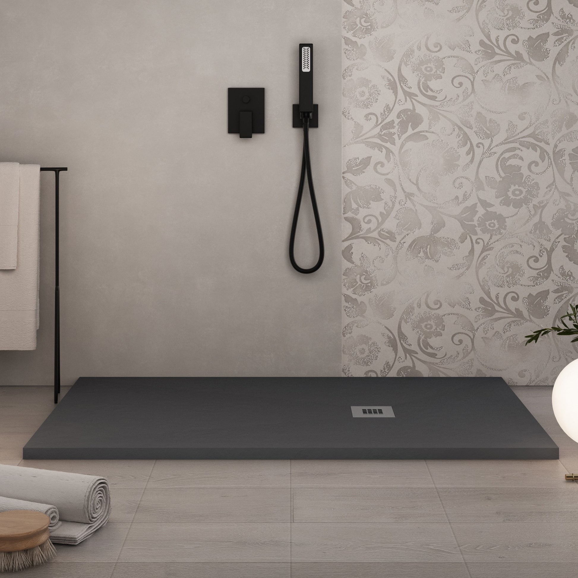 Piatto doccia in marmo resina Grigio Scuro pietra cemento ROYAL Regos-90x200