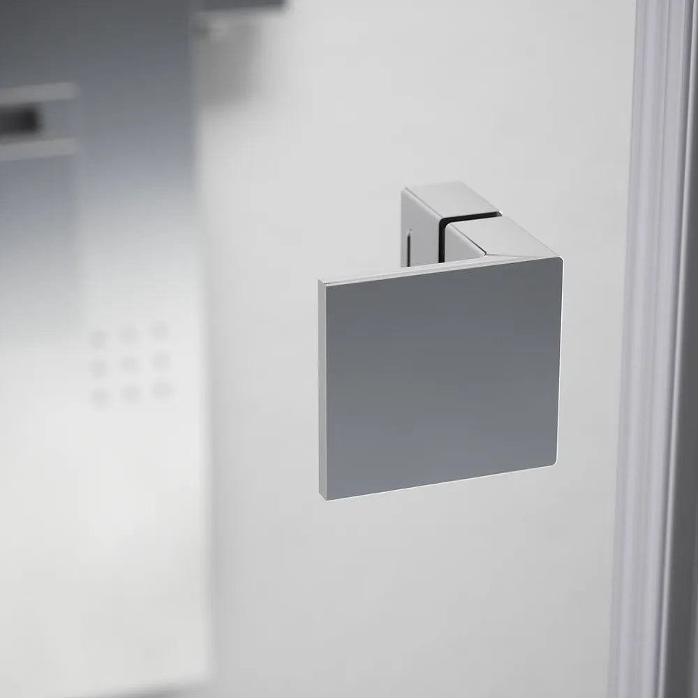 Porta doccia 170cm profili cromati apertura battente a sinistra con cerniere 90cm con parete fissa da 80cm vetro 8mm trasparente h195 | Fiji